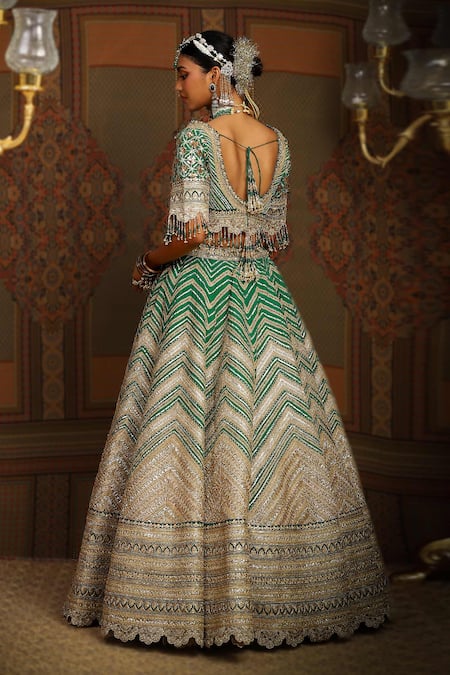 Shikhar Sharma Mystic Chevron Embroidered Bridal Lehenga Set 