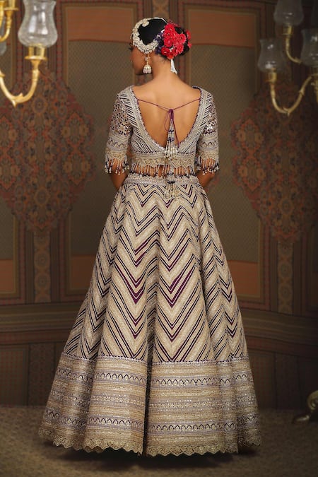 Shikhar Sharma Chevron Embroidered Bridal Lehenga Set 
