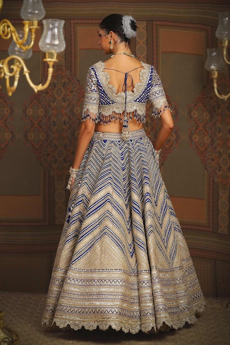 Shikhar Sharma Zig Zag Embroidered Bridal Lehenga Set 