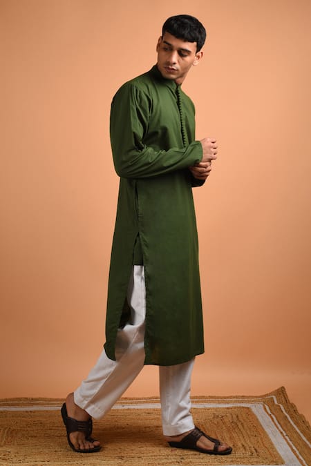 Shop Kalp Green Cotton Mystic Sage Elegance Kurta Set Online at Aza Fashions Shop_Kalp_Green Cotton Mystic Sage Elegance Kurta Set _Online_at_Aza_Fashions
