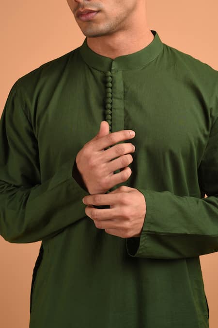 Kalp Green Cotton Mystic Sage Elegance Kurta Set at Aza Fashions Kalp_Green Cotton Mystic Sage Elegance Kurta Set _at_Aza_Fashions