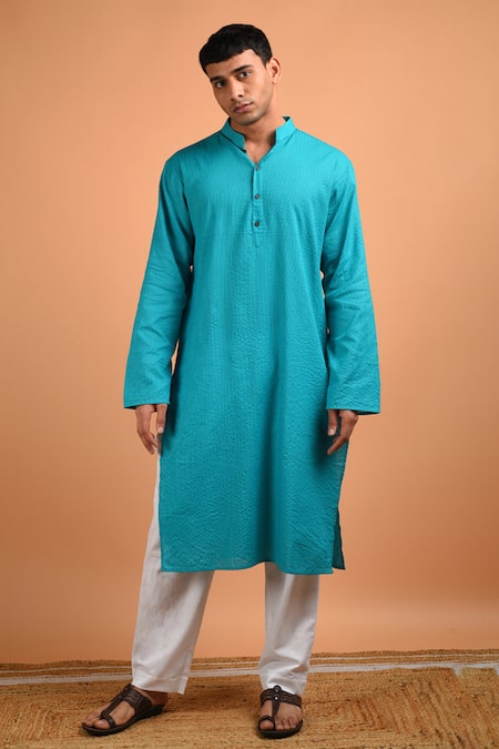 Kalp Aqua Tapestry Cotton Kurta Set 