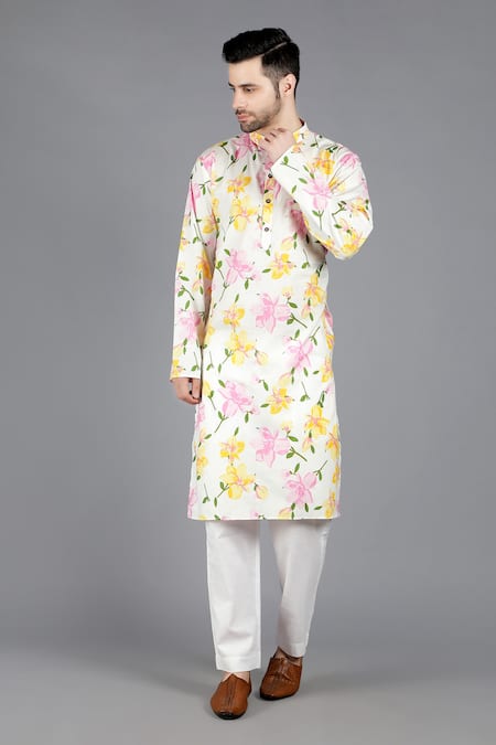 Kalp Multi Color Cotton Hand Block Printed Floral Fantasy Fiesta Kurta Set  