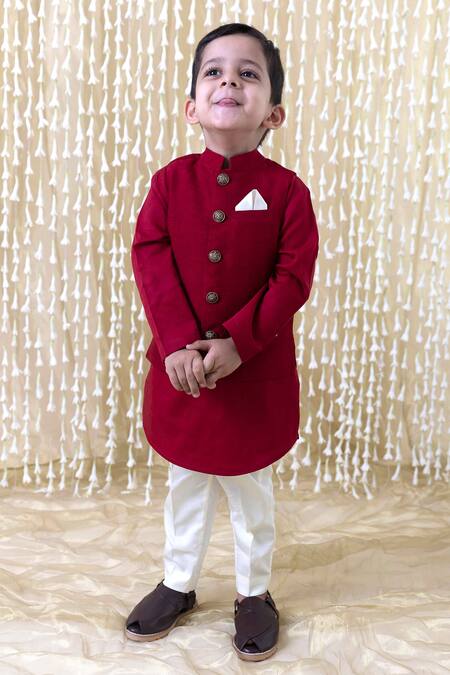 Tiber Taber_Maroon Silk Solid Bundi_Online_at_Aza_Fashions