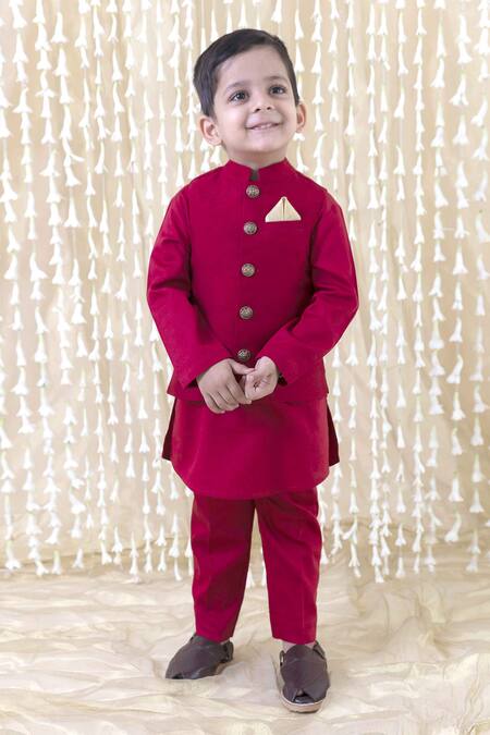 Shop_Tiber Taber_Maroon Silk Solid Bundi_Online_at_Aza_Fashions