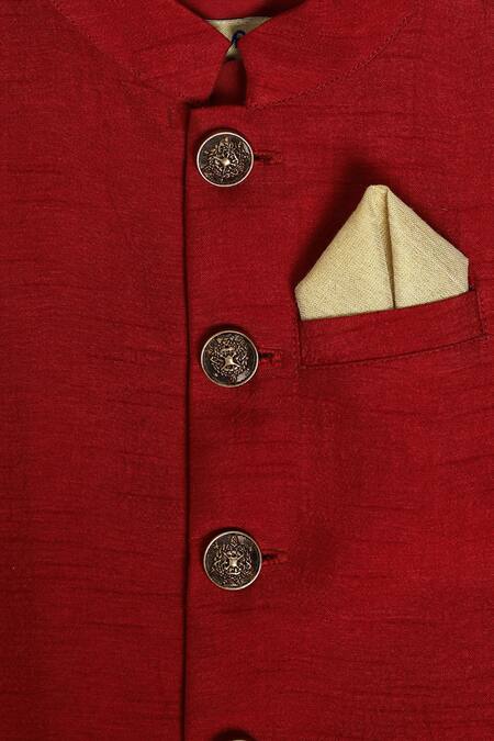 Tiber Taber_Maroon Silk Solid Bundi_at_Aza_Fashions