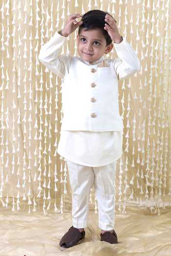 Tiber Taber_Cream Silk Raw Solid Bundi_Online_at_Aza_Fashions