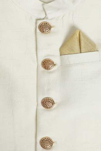 Tiber Taber_Cream Silk Raw Solid Bundi_at_Aza_Fashions