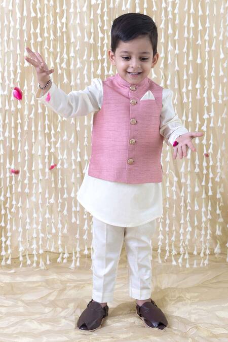 Tiber Taber_Pink Silk, Cotton Pastel Solid Bundi_Online_at_Aza_Fashions