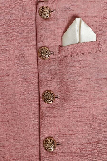 Buy_Tiber Taber_Pink Silk, Cotton Pastel Solid Bundi_Online_at_Aza_Fashions