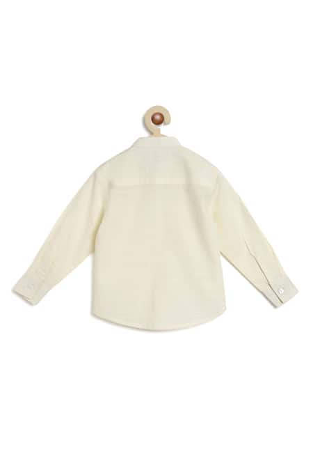 Shop_Tiber Taber_Cream Cotton Pintuck Shirt _Online_at_Aza_Fashions