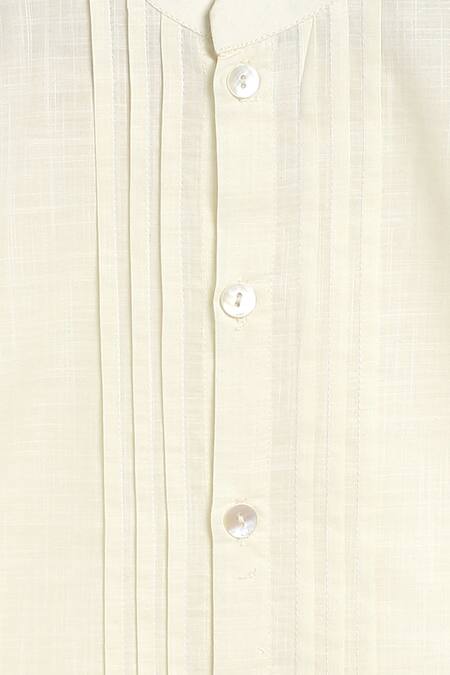 Tiber Taber_Cream Cotton Pintuck Shirt _at_Aza_Fashions