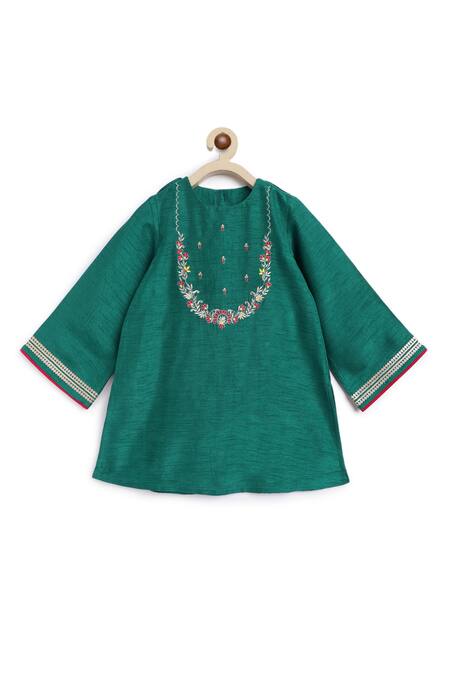 Tiber Taber Green Silk, Chiffon Embroidery Floral Kurta Salwar Set at Aza Fashions Tiber Taber_Green Silk, Chiffon Embroidery Floral Kurta Salwar Set_at_Aza_Fashions