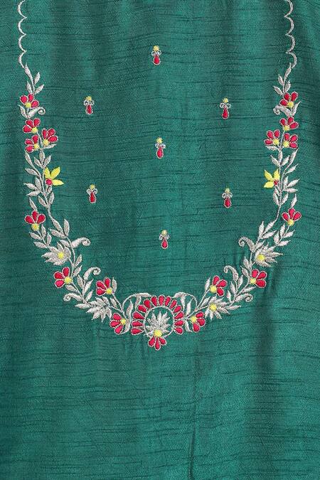 Shop Tiber Taber Green Silk, Chiffon Embroidery Floral Kurta Salwar Set Shop_Tiber Taber_Green Silk, Chiffon Embroidery Floral Kurta Salwar Set