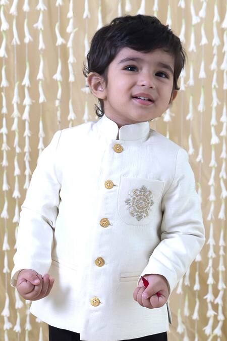 Tiber Taber Cream Silk, Cotton Zari Bloom Embroidered Bandhgala Online at Aza Fashions Tiber Taber_Cream Silk, Cotton Zari Bloom Embroidered Bandhgala_Online_at_Aza_Fashions