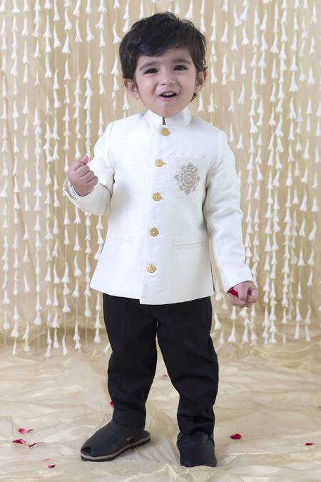 Tiber Taber Cream Silk, Cotton Zari Bloom Embroidered Bandhgala at Aza Fashions Tiber Taber_Cream Silk, Cotton Zari Bloom Embroidered Bandhgala_at_Aza_Fashions