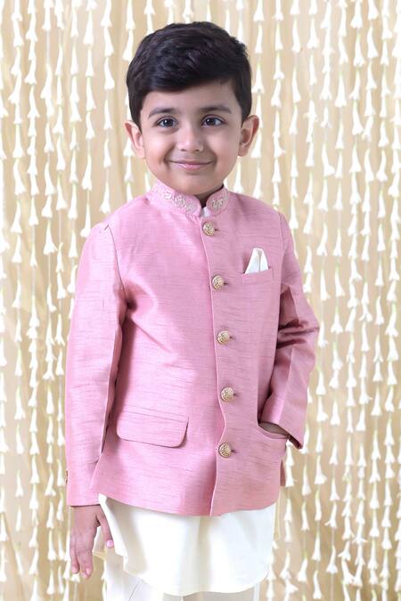 Tiber Taber Pink Silk Zari Floral Embroidered Bandhgala Jacket Online at Aza Fashions Tiber Taber_Pink Silk Zari Floral Embroidered Bandhgala Jacket_Online_at_Aza_Fashions