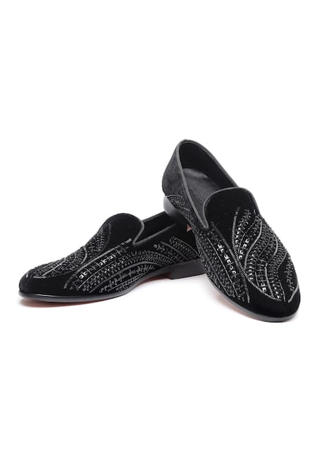 SHUTIQ Mazzini Velvet Embellished Shoes 