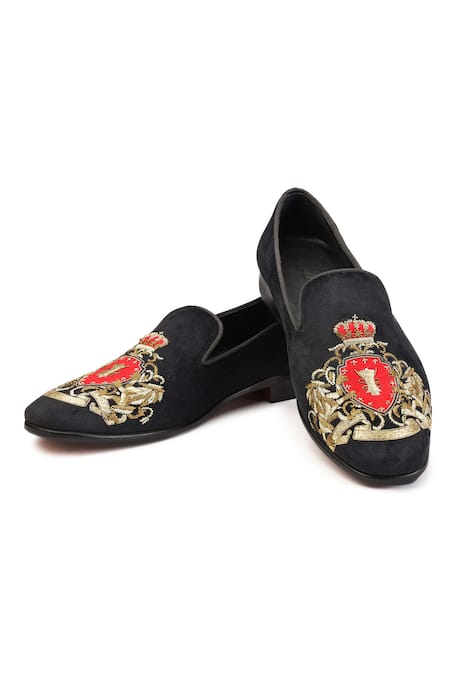 Shutiq Black Embellished Medallion Shoes 