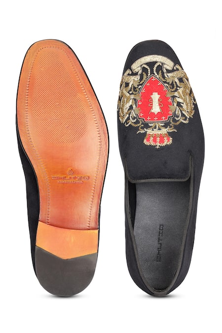 Shop Shutiq Black Embellished Medallion Shoes at Aza Fashions Shop_Shutiq_Black Embellished Medallion Shoes _at_Aza_Fashions