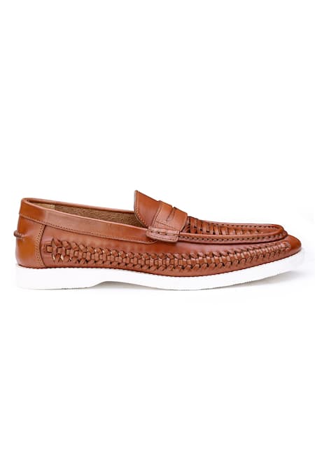 Buy Shutiq Brown Woven Mosso Leather Interwoven Shoes Online at Aza Fashions Buy_Shutiq_Brown Woven Mosso Leather Interwoven Shoes _Online_at_Aza_Fashions
