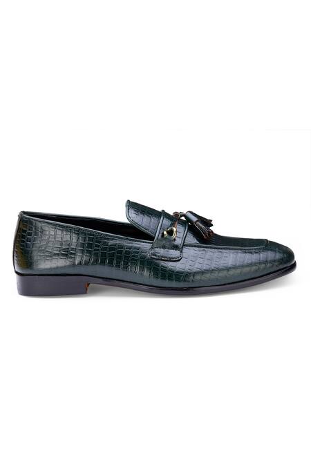Buy_Shutiq_Green Textured Nino Leather Shoes _Online_at_Aza_Fashions