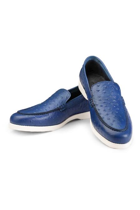 SHUTIQ Blue Textured Leather Shoes