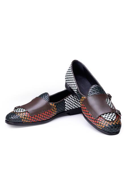 SHUTIQ Multi Color Textured Sabaro Interwoven Shoes