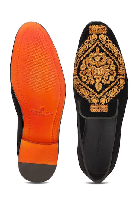 Shop_Shutiq_Black Embroidered Safiya Velvet Shoes _at_Aza_Fashions