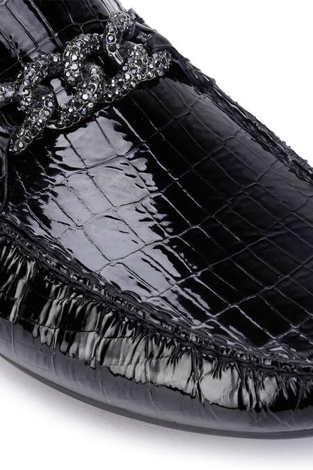 Shop Shutiq Black Embellished Sanbato Textured Shoes Online at Aza Fashions Shop_Shutiq_Black Embellished Sanbato Textured Shoes _Online_at_Aza_Fashions