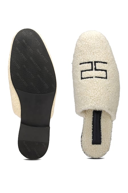 Shop_Shutiq_White Textured Fur Mules _at_Aza_Fashions