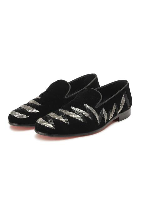 Shutiq Black Embellished Zoor Bead Shoes Online at Aza Fashions Shutiq_Black Embellished Zoor Bead Shoes _Online_at_Aza_Fashions