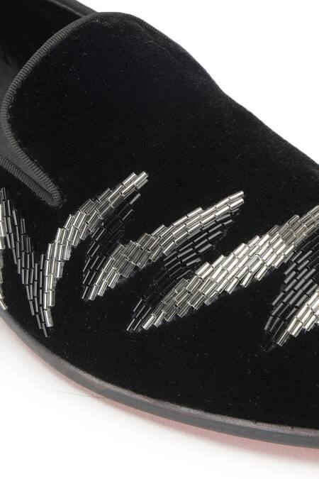 Shop_Shutiq_Black Embellished Zoor Bead Shoes _Online_at_Aza_Fashions