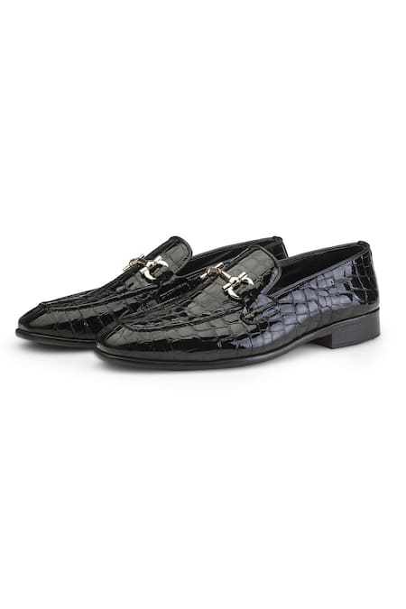 Shutiq_Black Barek Croco Leather Shoes _Online_at_Aza_Fashions