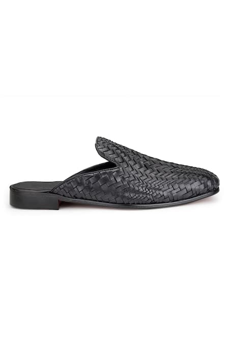 Shutiq_Black Barek Handwoven Mules _Online_at_Aza_Fashions