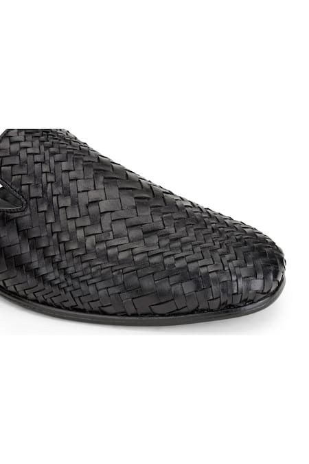 Buy_Shutiq_Black Barek Handwoven Mules _Online_at_Aza_Fashions