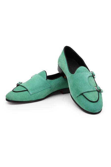 SHUTIQ Green Basil Batwing Double Monk Shoes