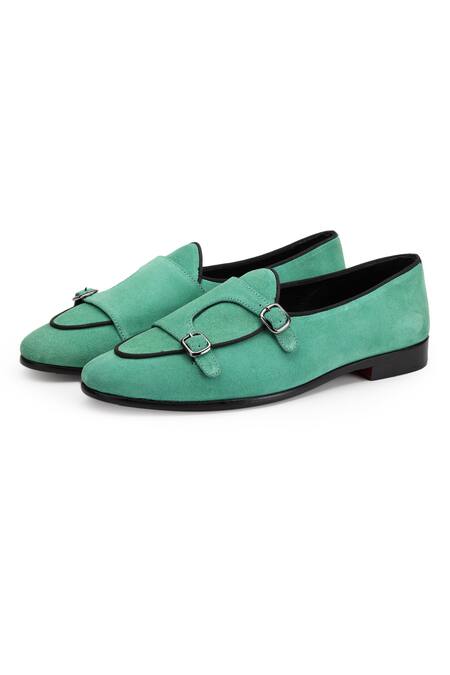 Shutiq_Green Basil Batwing Double Monk Shoes _Online_at_Aza_Fashions
