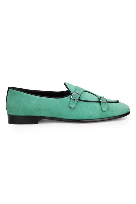 Buy_Shutiq_Green Basil Batwing Double Monk Shoes _Online_at_Aza_Fashions