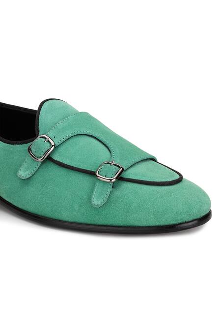 Shop_Shutiq_Green Basil Batwing Double Monk Shoes _Online_at_Aza_Fashions
