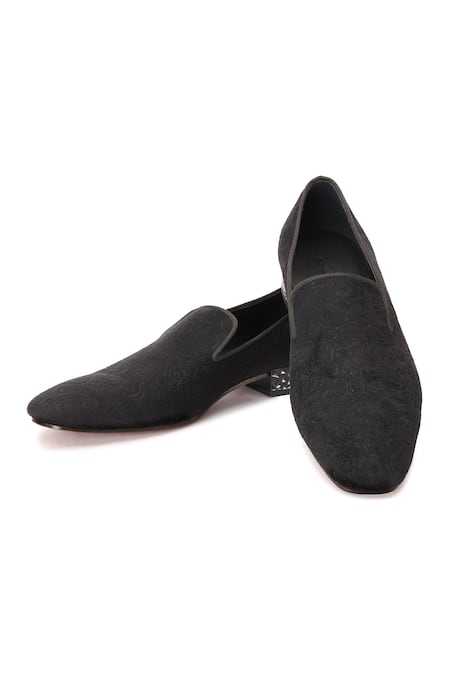 SHUTIQ Black Camasa Velvet Shoes 