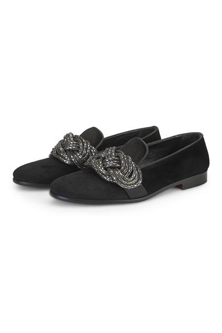 Shutiq Black Catena Cummerbund Embellished Shoes Online at Aza Fashions Shutiq_Black Catena Cummerbund Embellished Shoes _Online_at_Aza_Fashions