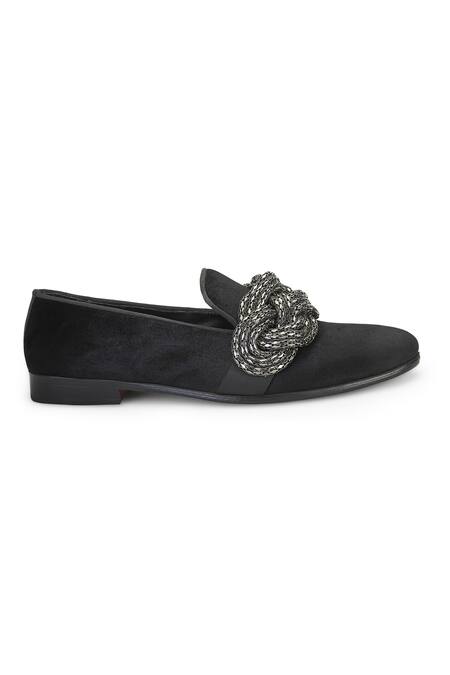 Shop Shutiq Black Catena Cummerbund Embellished Shoes Online at Aza Fashions Shop_Shutiq_Black Catena Cummerbund Embellished Shoes _Online_at_Aza_Fashions