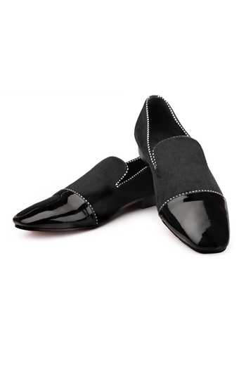 Buy SHUTIQ Black Cerruti Stitchline Border Embroidered Shoes at Aza Fashions Buy_SHUTIQ_Black Cerruti Stitchline Border Embroidered Shoes _at_Aza_Fashions