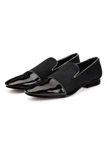 Buy SHUTIQ Black Cerruti Stitchline Border Embroidered Shoes Online at Aza Fashions Buy_SHUTIQ_Black Cerruti Stitchline Border Embroidered Shoes _Online_at_Aza_Fashions