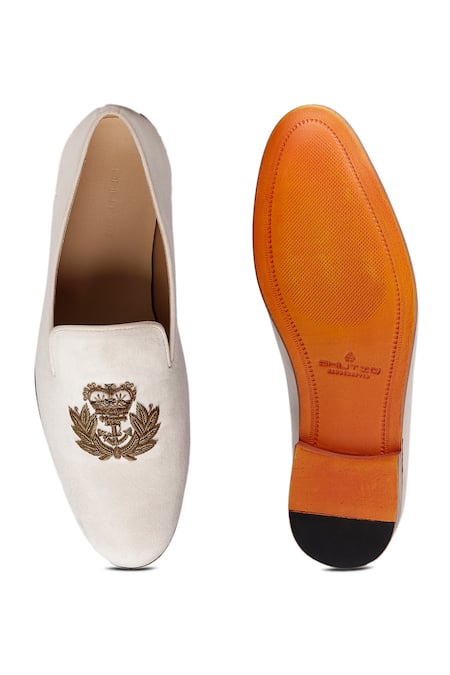 Shop_Shutiq_White Crown Laurus Embroidered Shoes _at_Aza_Fashions