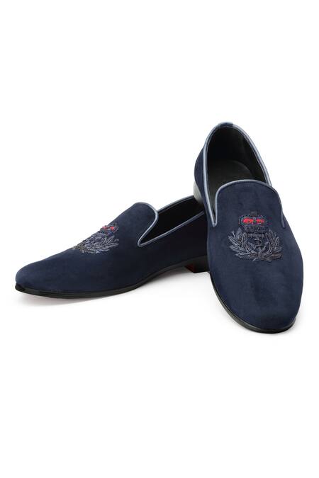 SHUTIQ Blue Crown Laurus Embroidered Shoes