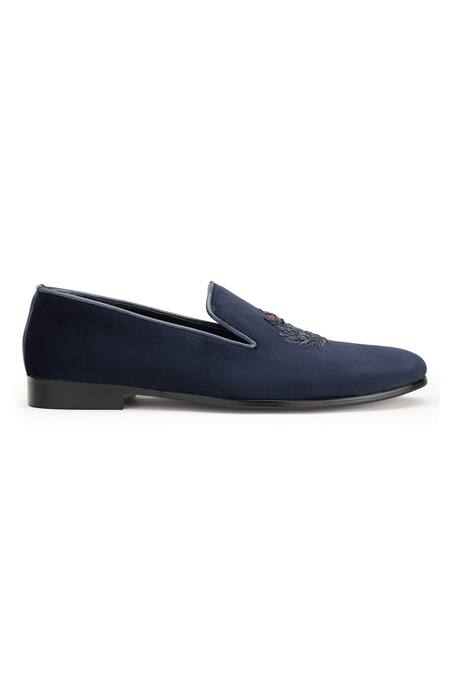 Shutiq_Blue Crown Embroidered Slip-on Shoes _Online_at_Aza_Fashions