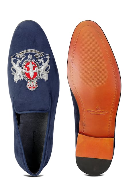 Shop_Shutiq_Blue Crown Leo Embroidered Shoes _at_Aza_Fashions