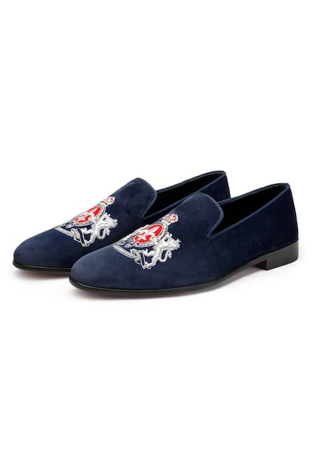 Shutiq_Blue Crown Leo Embroidered Shoes _Online_at_Aza_Fashions